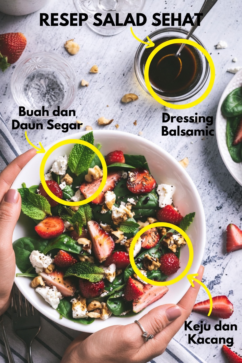 Salad Stroberi Walnut Ini Akan Membuat Anda Bersemangat Menyantap Sayuran Hijau