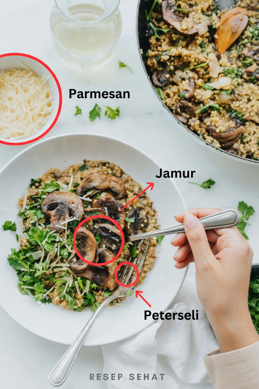 Kaserol Nasi Sayuran Musim Gugur dan Jamur Satu Wajan